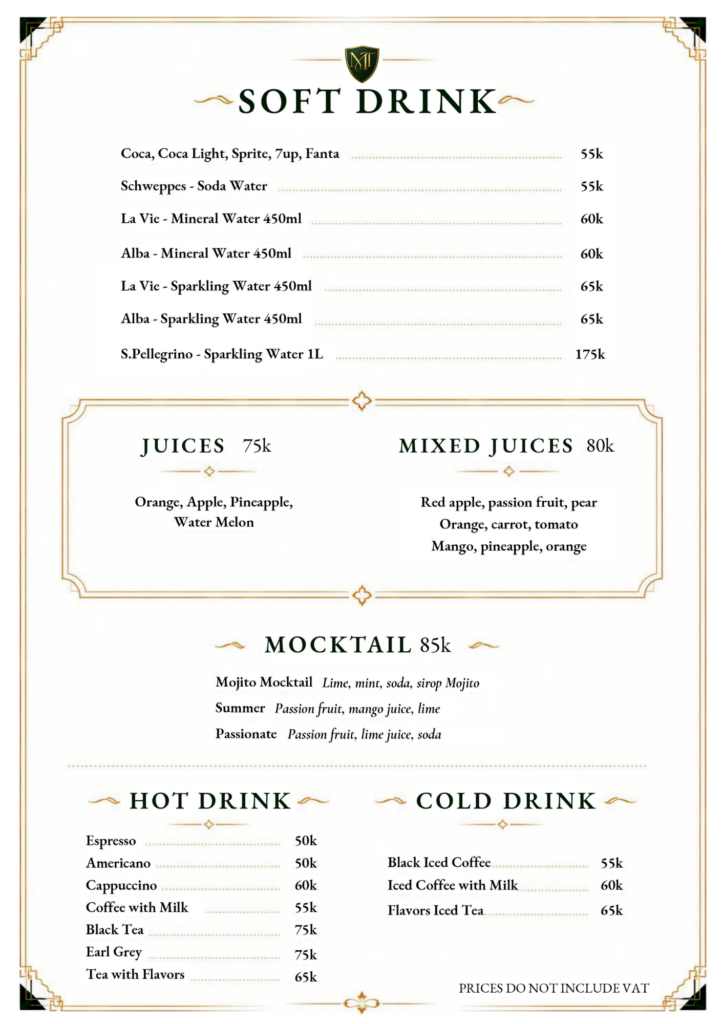 Maison Tony - Menu - Soft Drinks